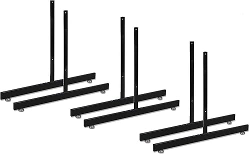 Only Garment Racks Black Gridwall T Base Rectangular Tube With Levelers (Economically Sold in a Set of 3 Pairs) Black Finish - Poueer