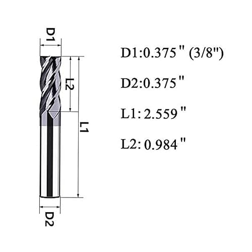 2PCS 1/2'' Carbide Square End Mill Bits Set, Milling Bits Cutter 1/2 Carbide End Mills for Alloy Steels/Hardened Steels, HRC 45 Deg Single End 4 Flute AlTiN Coating (2PCS 1/2in) - Poueer