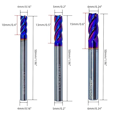 2PCS 1/2'' Carbide Square End Mill Bits Set, Milling Bits Cutter 1/2 Carbide End Mills for Alloy Steels/Hardened Steels, HRC 45 Deg Single End 4 Flute AlTiN Coating (2PCS 1/2in) - Poueer