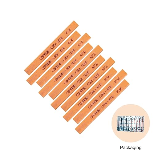 MIRACLE Ceraton Ceramic Fiber Stones – 10-Pack, 3.94' x 0.39' x 0.04' – for Air, Electric, Ultrasonic Tools & Hand Holders – Polishing, Deburring, EDM Removal (#400 Blue) - Poueer