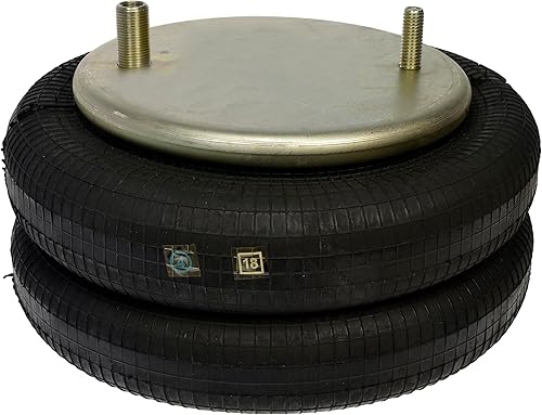 454-7555L Air Spring, Double Convoluted, 9' Top Plate Diameter, 9' Bottom Plate Diameter, Collapsed Height 3.54', Two Studs Top Plate, Two Studs Bottom Plate - Poueer