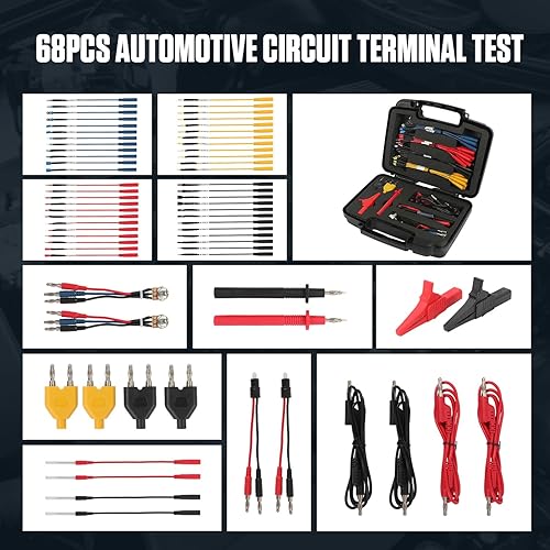 104PCS Automotive Circuit Test Leads Kit Electrical Breakout Leads Automotive Kit Multimeter Test Leads Kit with Alligator Clips,Banana Plug Test Lead,Oscilloscope Probe - Poueer