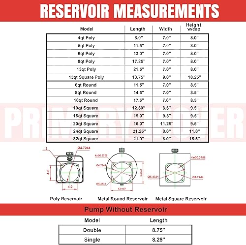 Dump Trailer Pump Replacement 24 Quart 6 Gallons Steel Reservoir (To insure proper fit check dimensions.) (ST06GS) - Poueer