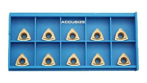 Accusize Industrial Tools WCMT2.52 Inserts, TiN Coated, Carbide, Cutting Steel, 10 Pc Set, 2139-1020x10 - Poueer