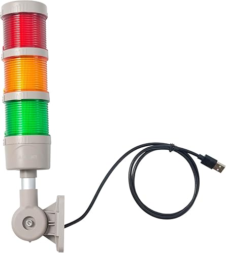USB Stack LED Andon Tower Lights with Buzzer, Industrial Warning Lights, IP53, Column Tower Lights(5VDC, 3 Layer, with Buzzer) - Poueer