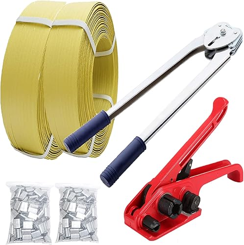 Poly Strapping 1/2inch x 660ft, 100pcs Snap-On Seals, Tensioner Sealer Tools,Havey Duty Pallet Strapping Kit - Poueer