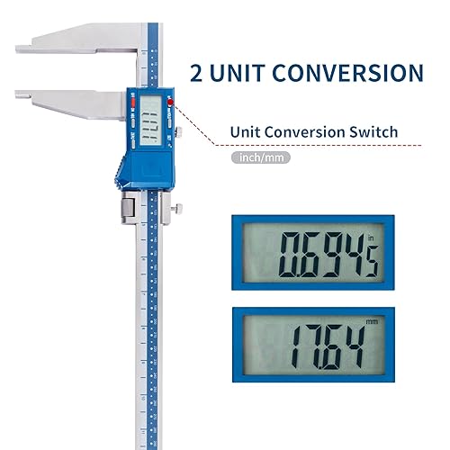 Dasqua 6 Inch/150mm Digital Caliper Electronic Industrial, Stainless Steel, with Large LCD Screen and Storage Case Auto Off Featured Measuring Tool, Resolution 0.0005'/0.01mm, Accuracy 0.001”/0.02mm - Poueer