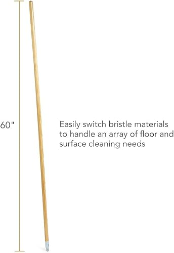 60-Inch Wood Push Broom Handle, Threaded Metal Tip (CW57741) - Poueer