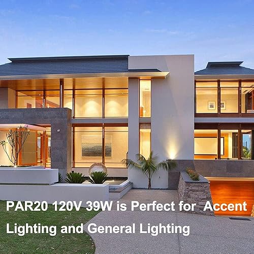 H&Z PAR20 Flood 39W 120V 480 Lumens, High Output 9 Pack 39W PAR20 Halogen Bulb (Equivalent 50W Halogen Bulb), Long Lasting PAR 20 Flood 39Watt 120V with 3000K Warm White, PAR 20 E26 Dimmable - Poueer