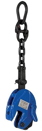 Vestil CPC-10 Steel Vertical Plate Clamp with Chain 4 In. x 1-31/32 In. x 16-7/8 In. 1000 Lb. Capacity Blue - Poueer