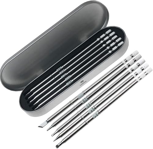 QUICKO T12 Soldering Iron Tips 10 Types Soldering Station Tool Solder Soldering Iron Tips Replacement for FX-951 Station ILS JL02 KU BL BC1 K D24 C4 BC2 B2 (10PCS) - Poueer
