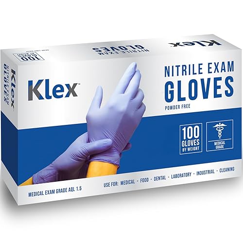 Klex Nitrile Exam Gloves - Medical Exam Grade, Powder Free, Rubber Latex Free, Strong 3.5mil, Food Safe, Lavender - Poueer