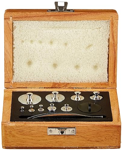 United Scientific AWB100 Wooden Analytical Weight Box, Set of 9 Weights - Poueer