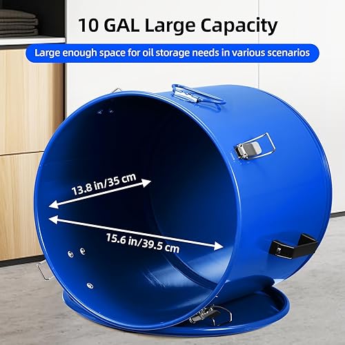 10 Gallon Fryer Grease Bucket Oil Disposal Caddy,Fryer Grease Bucket,With Lid,Food Grade Coating - Poueer