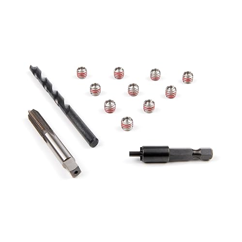 E-Z LOK Metal Thread Repair Kit Tool and Stainless Steel Threaded Inserts Standard Wall 8-32 x 5/16-18 - Poueer