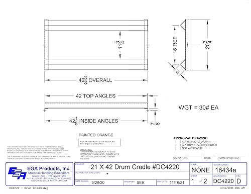 Pallet Rack Drum Cradle Fits Standard 42' Pallet Racks for 30 and 55 Gallon Drums [Made in USA] - Poueer