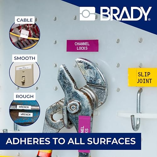 Brady Authentic (M4C-1000-595-WT-BK) All-Weather Vinyl Labels 1 in W x 25ft Black on White. for use with BMP41, BMP51, M410, M510, and M511 Label Printers. - Poueer