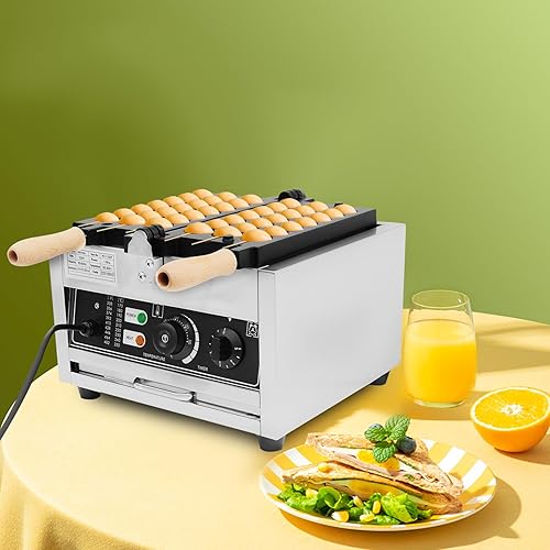 10 Molds Waffle Maker,110V Mini Waffle Maker,Nonstick Waffle Iron with Adjustable Time & Temperature Control for Bakeries, Restaurants (10 Molds Waffle) - Poueer