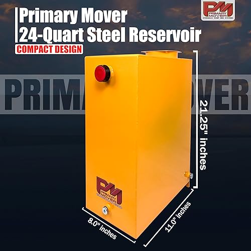 Dump Trailer Pump Replacement 24 Quart 6 Gallons Steel Reservoir (To insure proper fit check dimensions.) (ST06GS) - Poueer