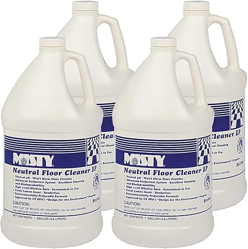 MISTY Optimax Neutral Floor Cleaner EP - 1 Gallon (Case of 4) 1033704 - Advanced Surfactant System, Excellent Cleaning and Biodegradability, Fresh Lemon Scent Deodorizes - Poueer