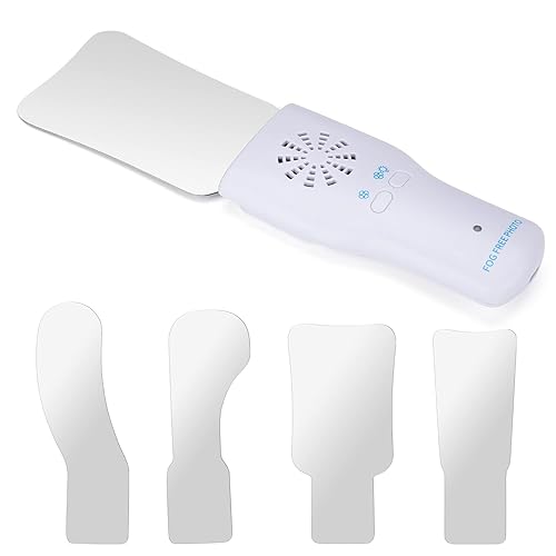 Dental Photography Mirrors Fog Free - 2 Sided Intraoral Photo Reflector Dental Stainless Steel Occlusal Mirror Fan with 4 Interchangeable Mirrors - Poueer