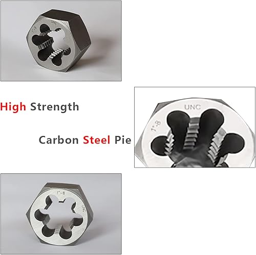 10 Piece UNC Pipe Die Set 1/4', 5/16', 3/8', 7/16', 1/2', 9/16', 5/8', 3/4', 7/8' and 1', Rethreading, Carbon Steel ,Black Box with Handle - Poueer