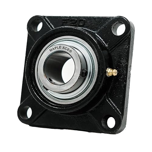 MAPLE ACE UCF206-18 Square Flange Bearing 1-1/8' Bore, 4-Bolt Self-Aligning, Solid Base, R3 Triple Lip Seal, Heavy Duty (Qty 2) - Poueer