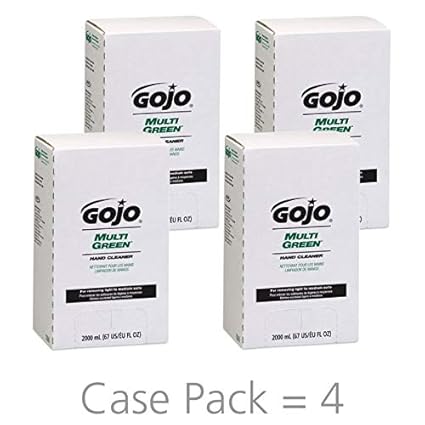 GOJO MULTI GREEN Hand Cleaner, Natural Citrus Solvent, 2000 mL, USDA Certified Biobased Product Hand Cleaner with Natural Pumice Refill PRO TDX Push Style Dispenser (Pack of 4) - 7265-04 - Poueer