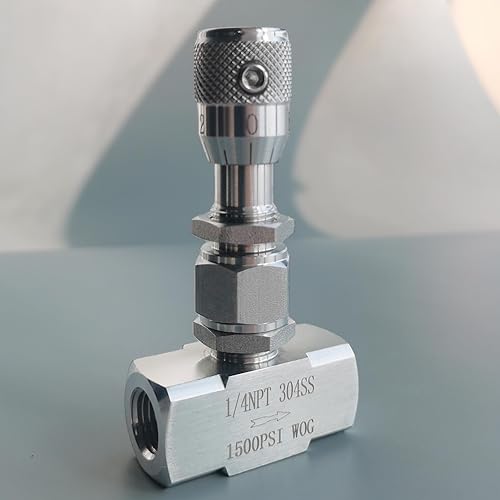 Needle valve 1/2' NPT, 10mm orifice, Micro flow control valve, Accurate dials, stainless steel, Regulating Valve, Instrument Gauge - Poueer