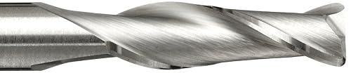 AMG Carbide Corner Radius End Mill, Uncoated (Bright) Finish, 30 Deg Helix, 2 Flutes, 2.5000' Overall Length, 0.2500' Cutting Diameter, 0.25' Shank Diameter, 0.015' Corner Radius - Poueer