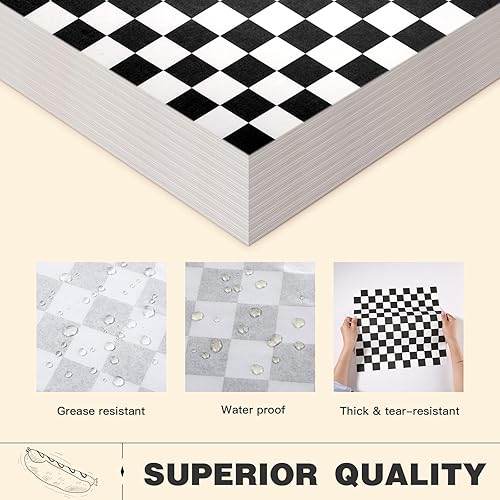 Colarr 1000 Pcs Waxed Paper Sheets Bulk 15 x 15 Inch Large Sandwich Wrapping Papers Checkered Deli Food Basket Liners for Burgers Bread Restaurant Barbecue Picnic(Red) - Poueer