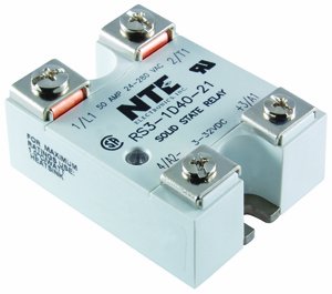 NTE Electronics RS3-1D12-41M Series R3 Solid State AC and DC Power Relay, SPST-NO Contact Arrangement, Back to Back Dual SCRs, 3.5-32 VDC Input, 0-100 VDC Output, 12 Amp - Poueer