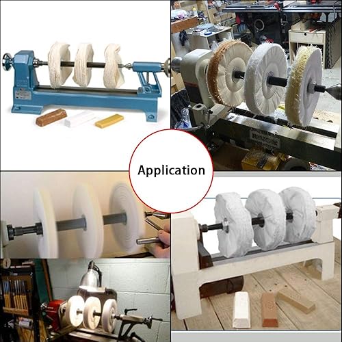 Woodworking Lathe Buffing System 16' #2MT Mandrel 3-Step Buffing Wheel Kits 8inch with 3pcs Polishing Cutting Compounds - Poueer