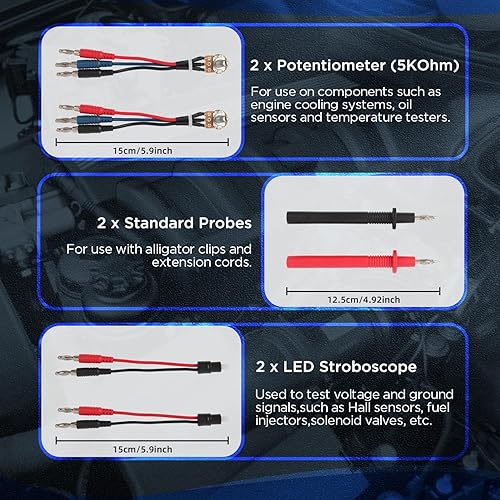 104PCS Automotive Circuit Test Leads Kit Electrical Breakout Leads Automotive Kit Multimeter Test Leads Kit with Alligator Clips,Banana Plug Test Lead,Oscilloscope Probe - Poueer