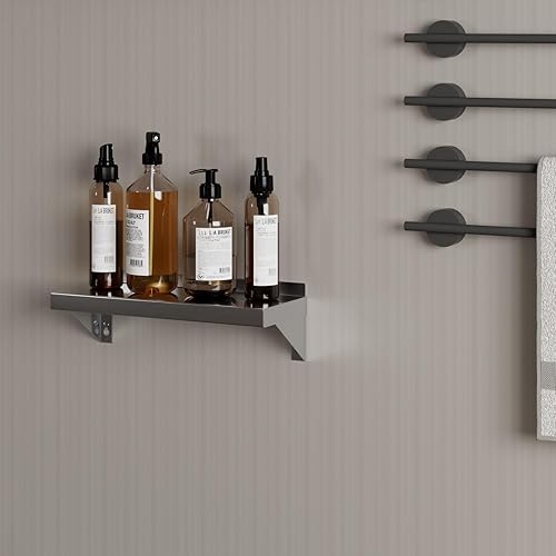 AmGood 6 in. x 16 in. Stainless Steel Wall Shelf with Squared Edge | NSF Certified | Appliance & Equipment Metal Shelving | Kitchen, Restaurant, Garage, Laundry, Utility Room - Poueer