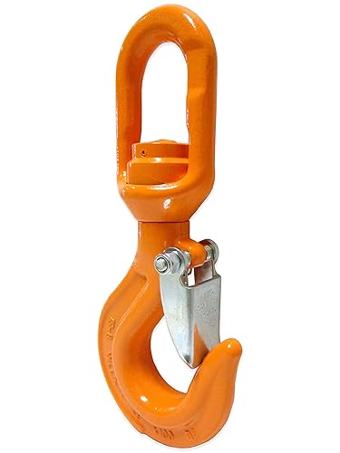 5 Ton X100 Alloy Swivel Bearing Hoist Hook with Latch Load Rotation Device - Poueer