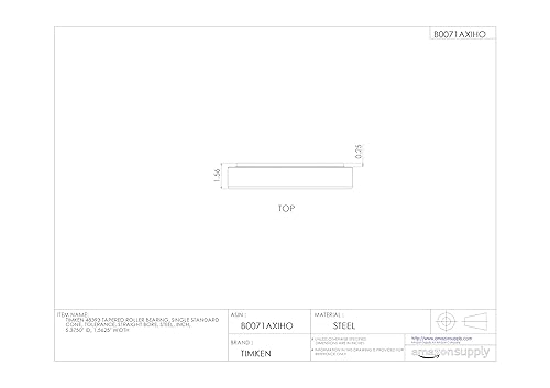 Timken 48393 Tapered Roller Bearing, Single Cone, Standard Tolerance, Straight Bore, Steel, Inch, 5.3750' ID, 1.5625' Width - Poueer