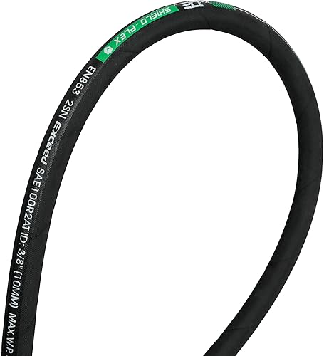 Haichy 1/4 in x 50 ft Hydraulic Hose, 5800 PSI, Black, Rubber, Hydraulic Hose, 1 each - Poueer