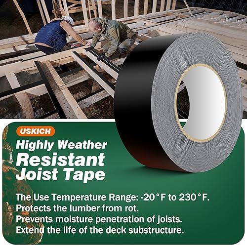USKICH Deck Joist Tape, 2' x 50' Butyl Waterproof Flashing Tape - 10 Pack for Decking, Long-Lasting Protection Guard - Poueer