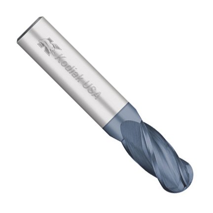 Kodiak Cutting Tools KCT133395 USA Made Solid Carbide End Mill, Coated, 4 Flute, 5/16' Shank, 2-1/2' Overall Length, 13/16' Length of Cut, 5/16' Diameter - Poueer