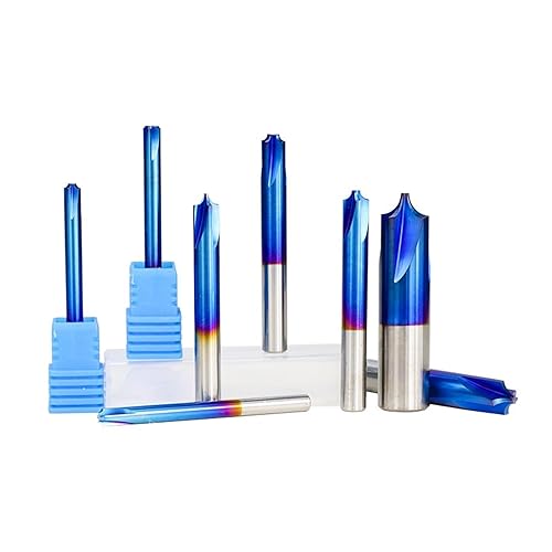 R0.5-R5 Corner Rounding Chamfer End Mill 4-12mm Shank Carbide End Milling Cutter Radius Router Bit for CNC Machine(Nano Blue Coated,R4xD10x50L) - Poueer