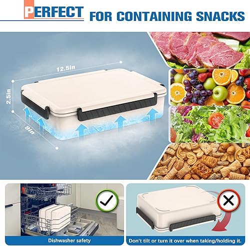Chilled Divided Serving Tray Snackle Box Container with Ice Pack Bonus Insulated Bag 2 Dip Containers Summer Beach Essentials for Charcuterie Snack Road Trip Picnic Family Party Keep Food Fresh - Poueer