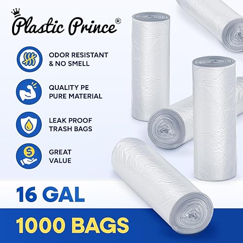 20-30 Gallon Trash Bags, Clear Trash Bags 30'W x 37'L, 8 Micron Clear Garbage Bags, 20-30 Gal High-Density Garbage Can Liners, Fits Square and Round Trash Cans, Pack of 500 - Poueer