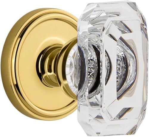 Grandeur 828224 Georgetown Rosette Double Dummy with Baguette Crystal Knob in Antique Pewter - Poueer