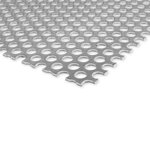 3003 Aluminum Perforated Sheet, Unpolished (Mill) Finish, H14 Temper, Staggered Round 0.0625' Holes, 0.063' Thickness, 14 Gauge, 24' Width, 36' Length, 0.109375' Stagger, 23% Open Area, OnlineMetals - Poueer