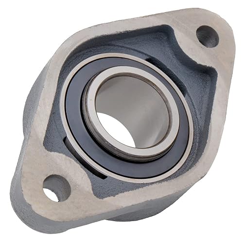 [1-Pack] UCFL209-28 - 2-Bolt Flange-Mount Ball Bearing Unit, Insert Bearing UC209-28, Cast Iron Housing FL209, Bore Shaft 1-3/4 in (44.45 mm), Set Screw Locking, 7.401 in (188 mm) Flange Length - Poueer