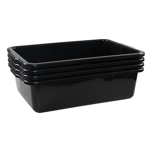 32 L Large Commercial Bus Box, 4-Pack Plastic Utility Bus Tub, Black - Poueer
