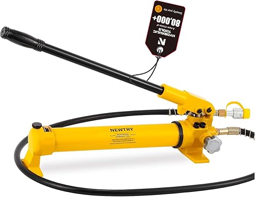 NEWTRY 20T Low Profile Hydraulic Jack Porta Power Kit + CP-180 Manual Hydraulic Hand Pump, Industrial Mini Hydraulic Cylinder, Stroke 0.47” - Poueer