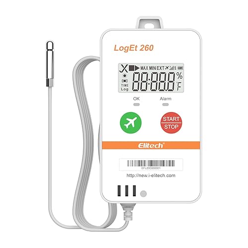 Elitech 4G Reusable Real-time Temperature Humidity Data Logger Light/Shock/Location, Built-in SIM Card, Shadow Data,Airplane Mode,Cloud Data Storage,SMS/Email/APP/Web Alarm,100000 Points,Loget260-THE - Poueer