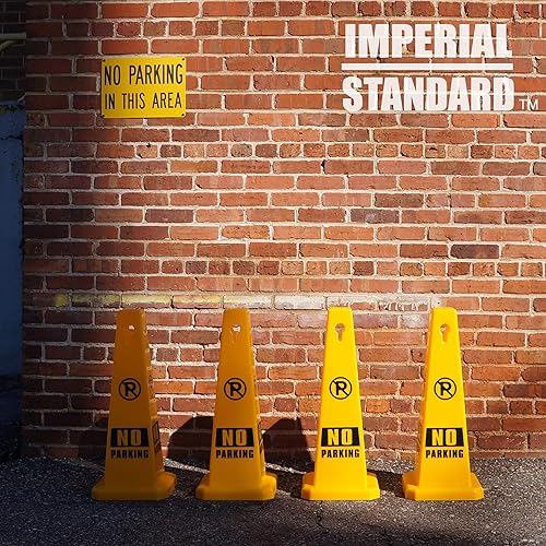 No Parking Cones - 28' Yellow Cones with No Parking Signs - Parking Cones - Safety Cones - Construction Cones - Street Cones (2 pack) - Poueer